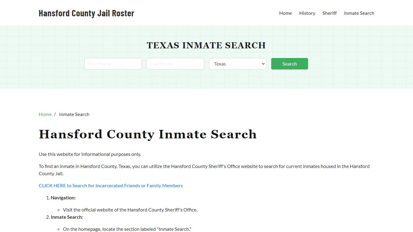 Hansford County, TX Detainee Lookup