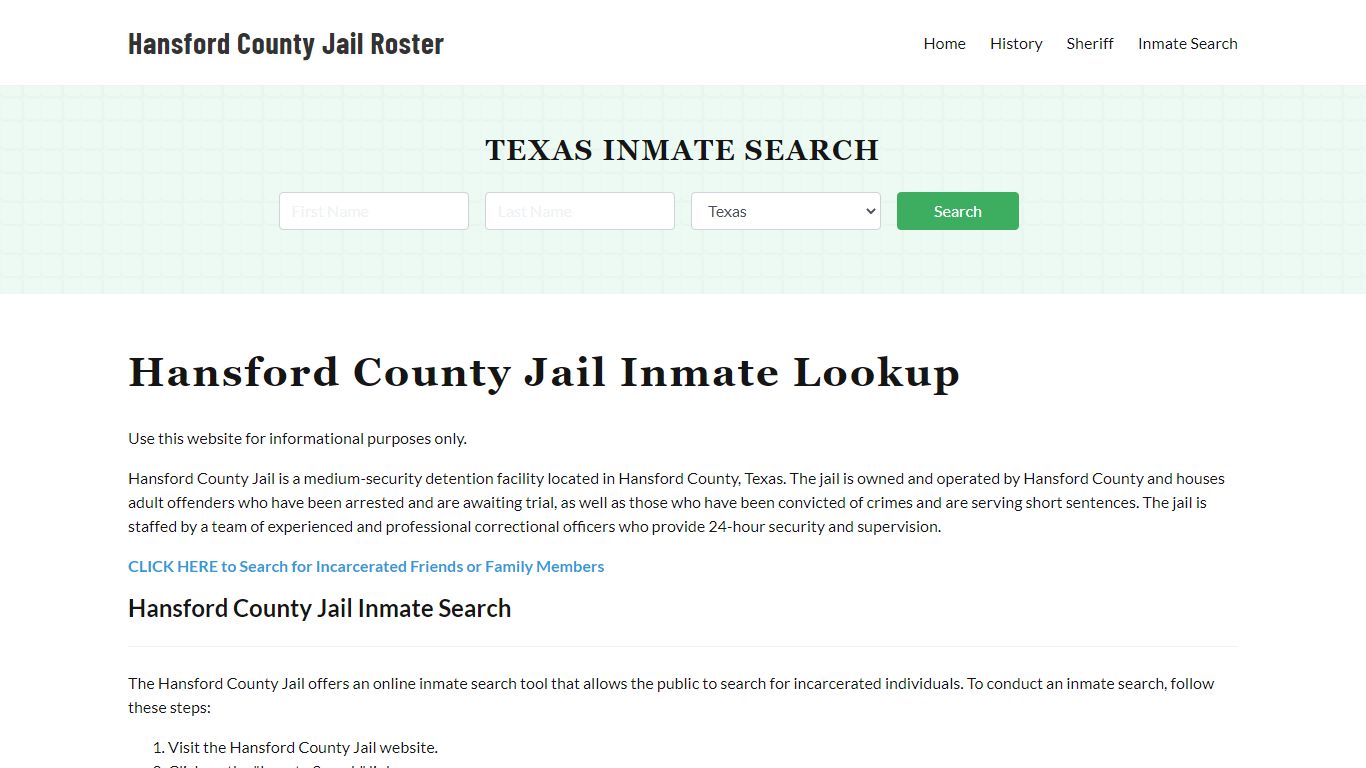 Hansford County Jail Roster Lookup, TX, Inmate Search